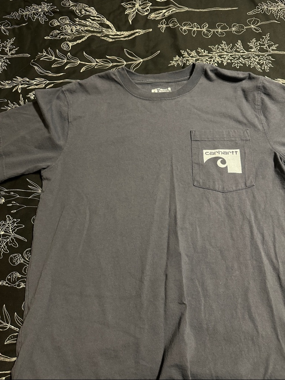 Carhartt Short-Sleeve Pocket Tee in Navy Blue with Logo